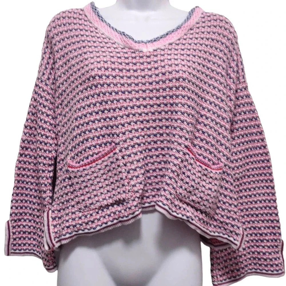 Beautiful Sweater Choles open Knit long-sleeved Cropped Baggy Pullover Sweater